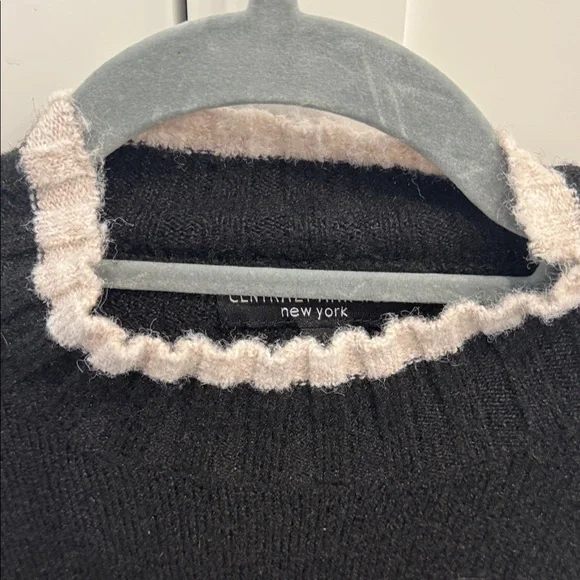Central Park West Oversized Black and Cream Mockneck Sweater - Picture 4 of 5
